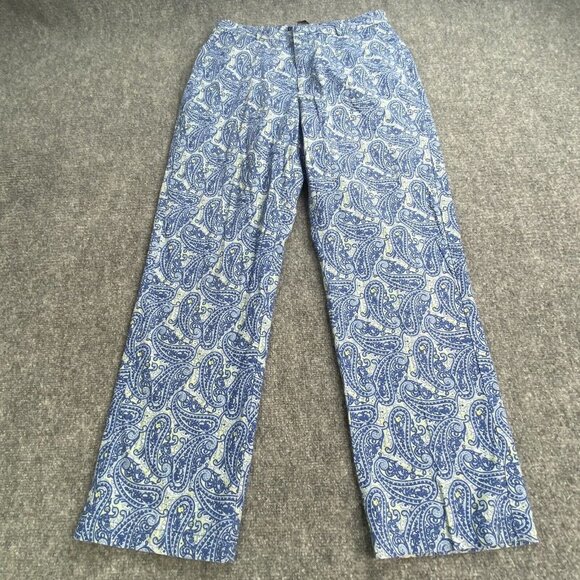 Vtg Tommy Hilfiger Pants Women's 31x30 Blue Paisley Boho Retro Y2K Lightweight - Picture 1 of 12
